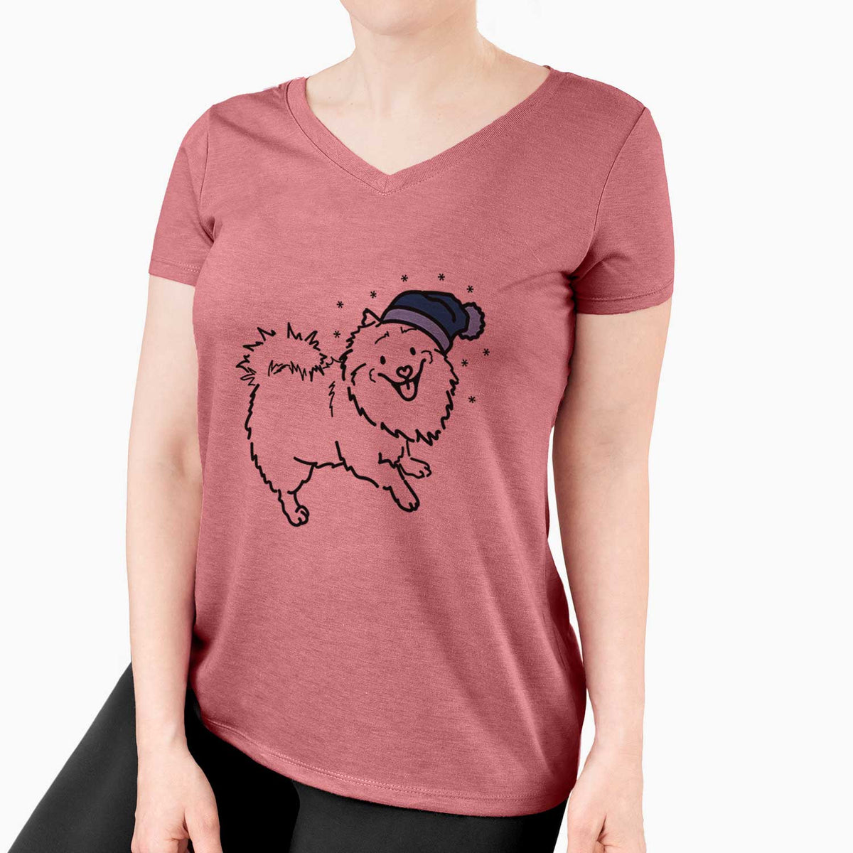 Frosty Pomeranian Mix - Goldie - Women's V-neck Shirt