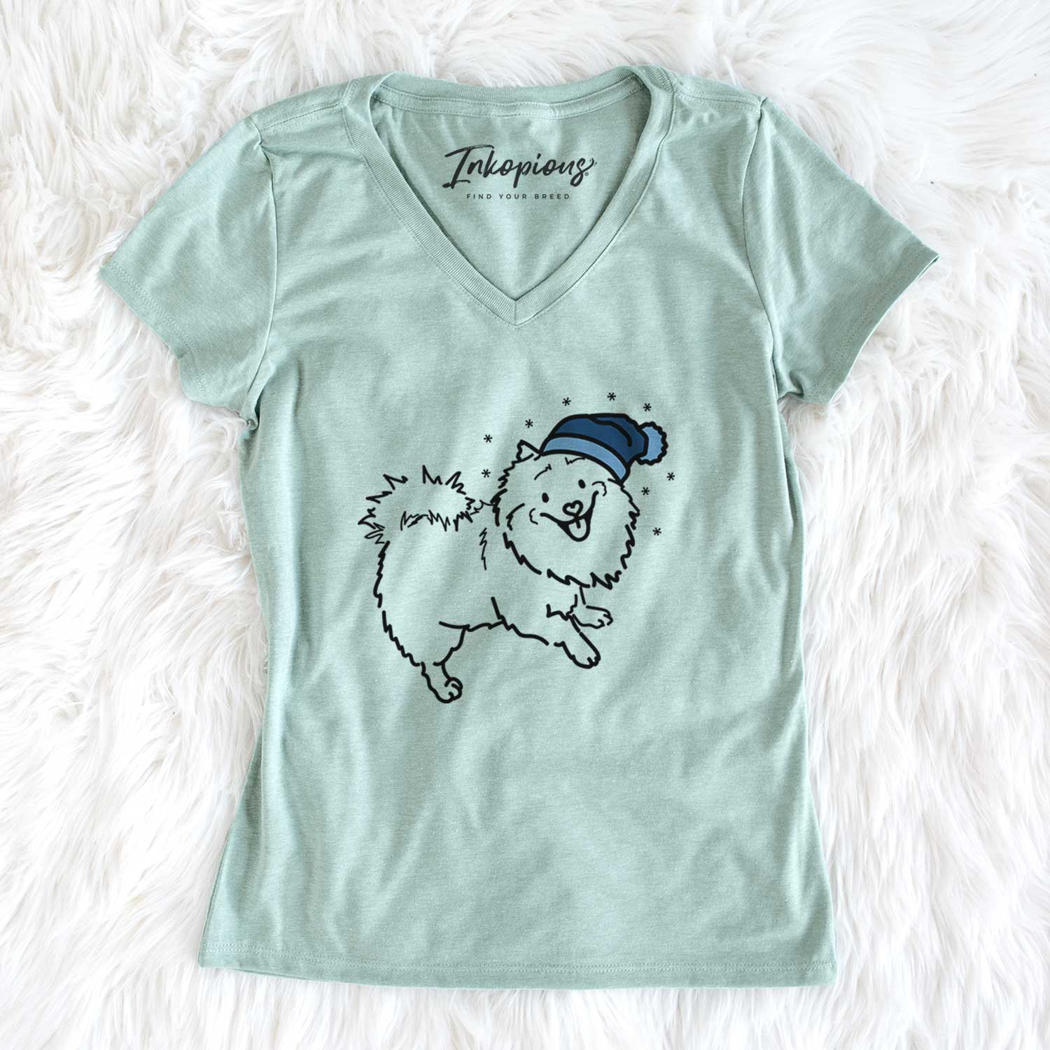Frosty Pomeranian Mix - Goldie - Women's V-neck Shirt