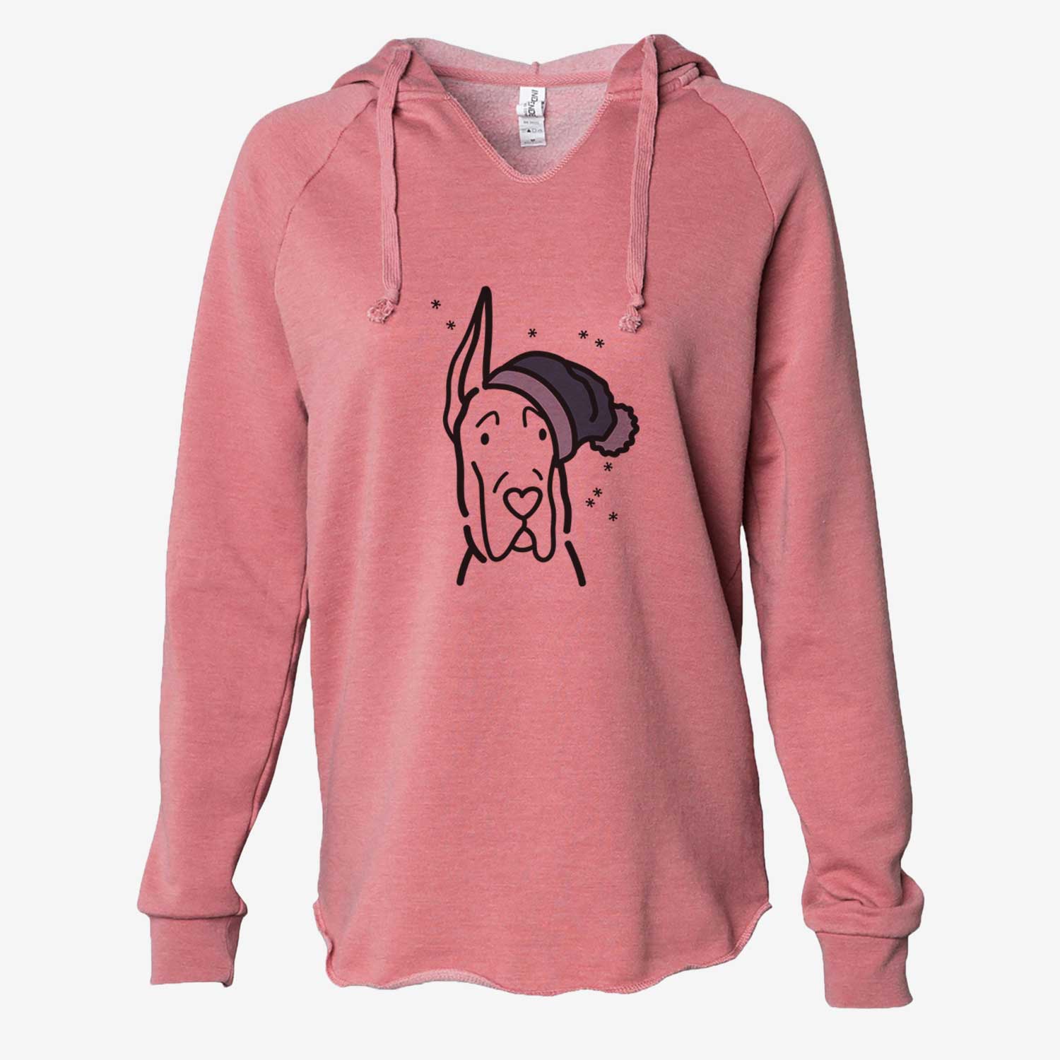 Frosty Great Dane with Cropped Ears - Cali Wave Hooded Sweatshirt