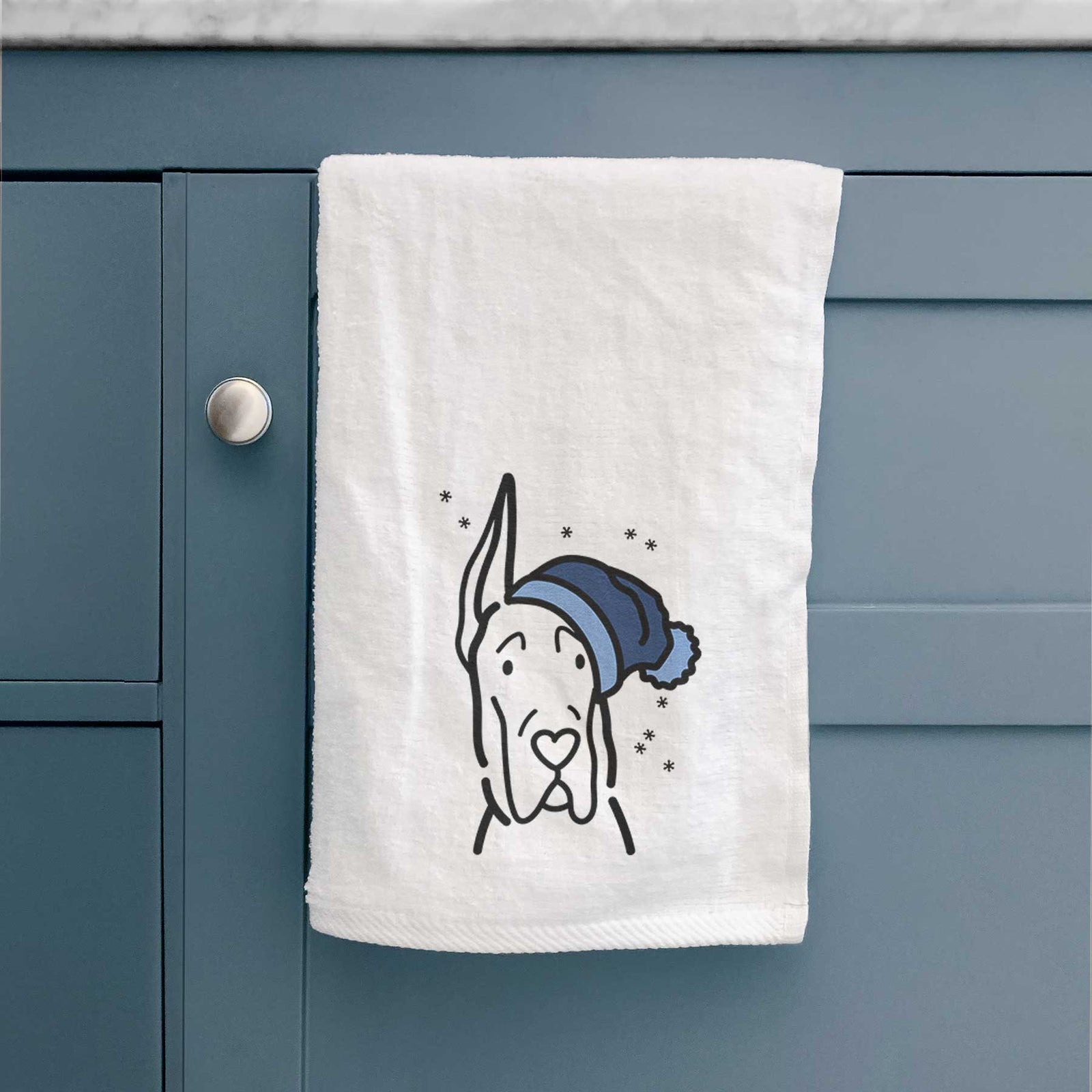 Frosty Great Dane with Cropped Ears - Decorative Hand Towel