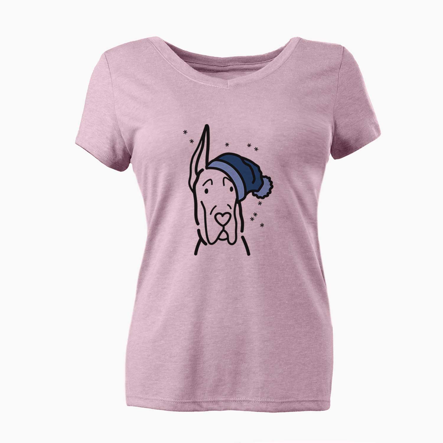 Frosty Great Dane with Cropped Ears - Women's V-neck Shirt