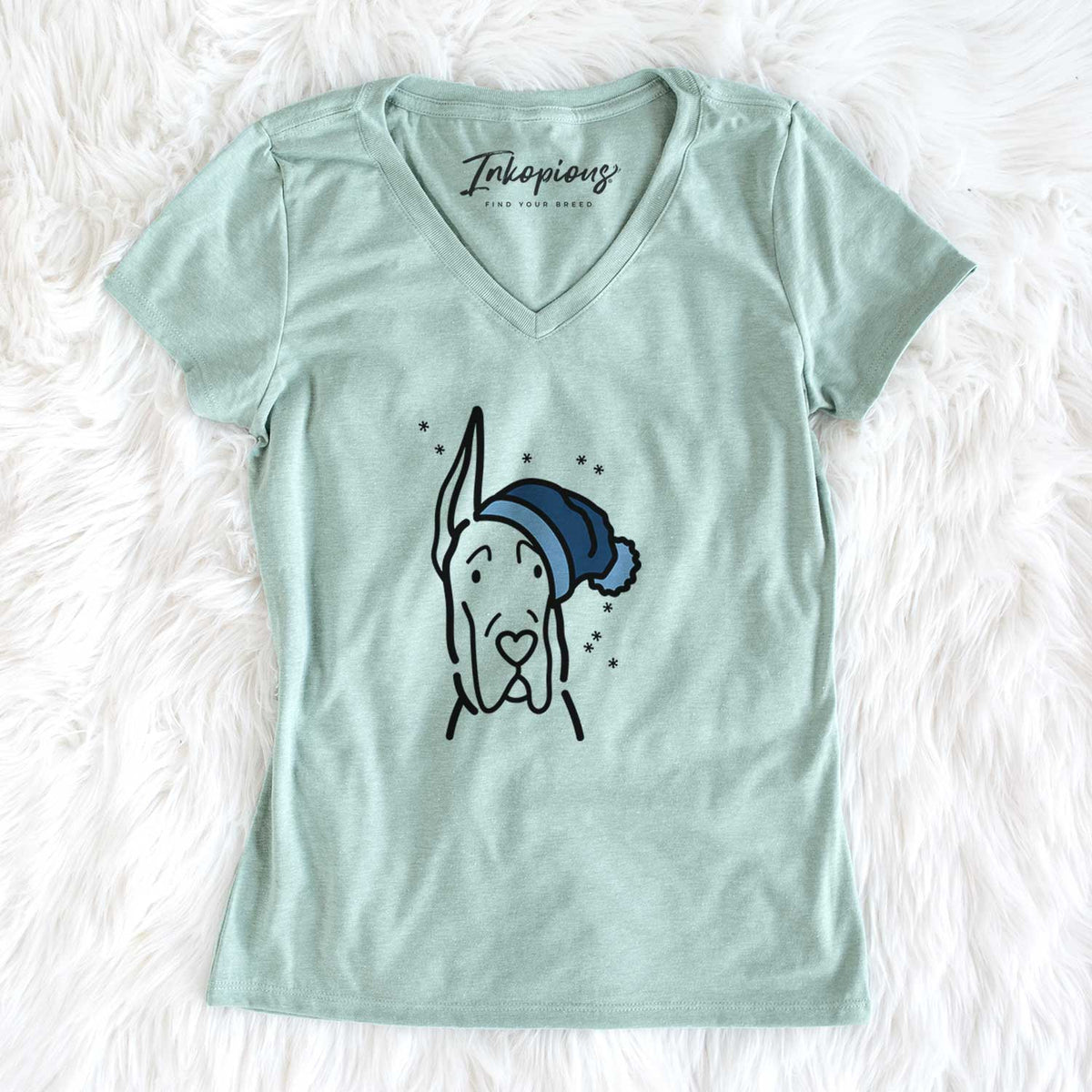 Frosty Great Dane with Cropped Ears - Women&#39;s V-neck Shirt