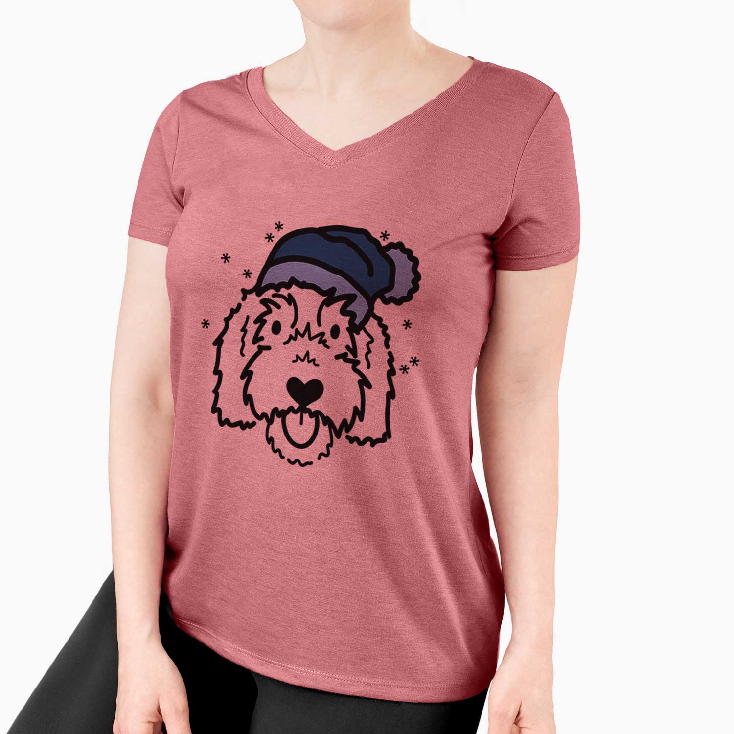 Frosty Goldendoodle - Gus - Women's V-neck Shirt