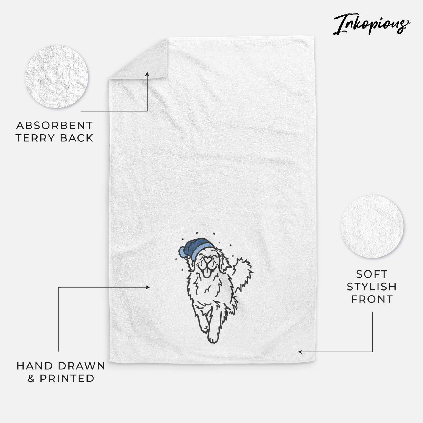 Frosty Golden Retriever - Hamlet - Decorative Hand Towel