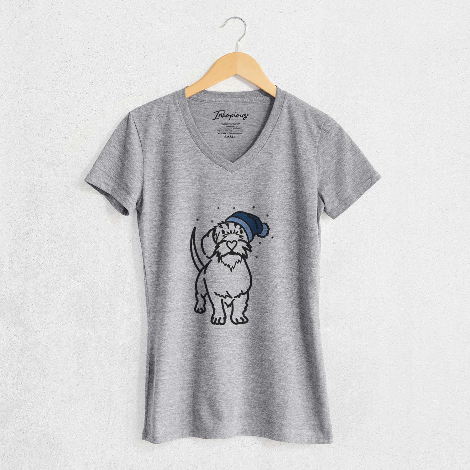 Frosty Wire Dachshund - Henry - Women's V-neck Shirt