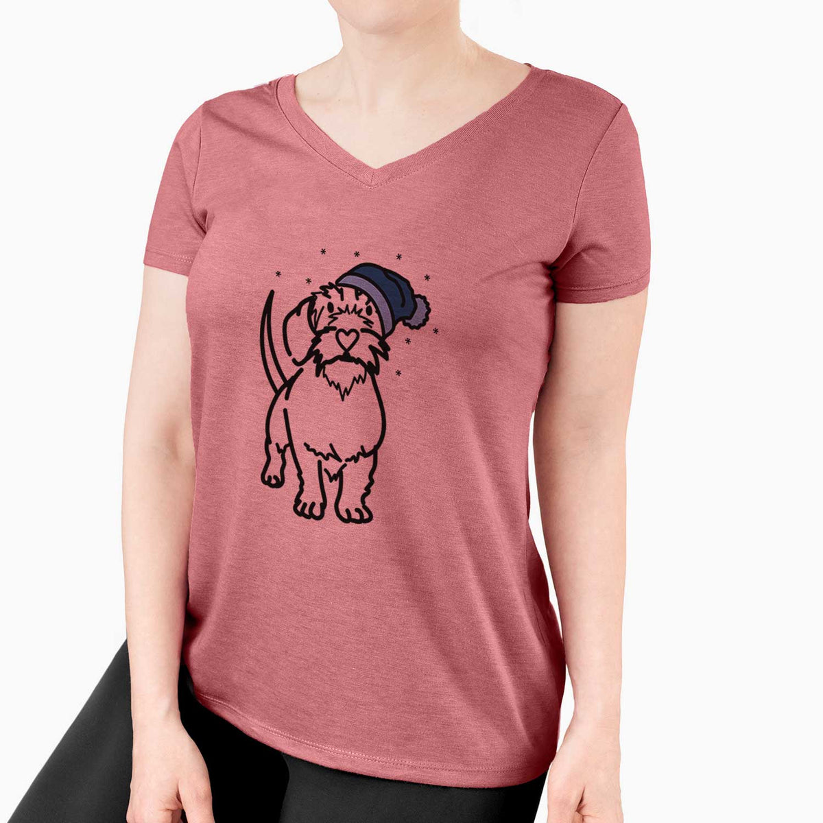 Frosty Wire Dachshund - Henry - Women's V-neck Shirt