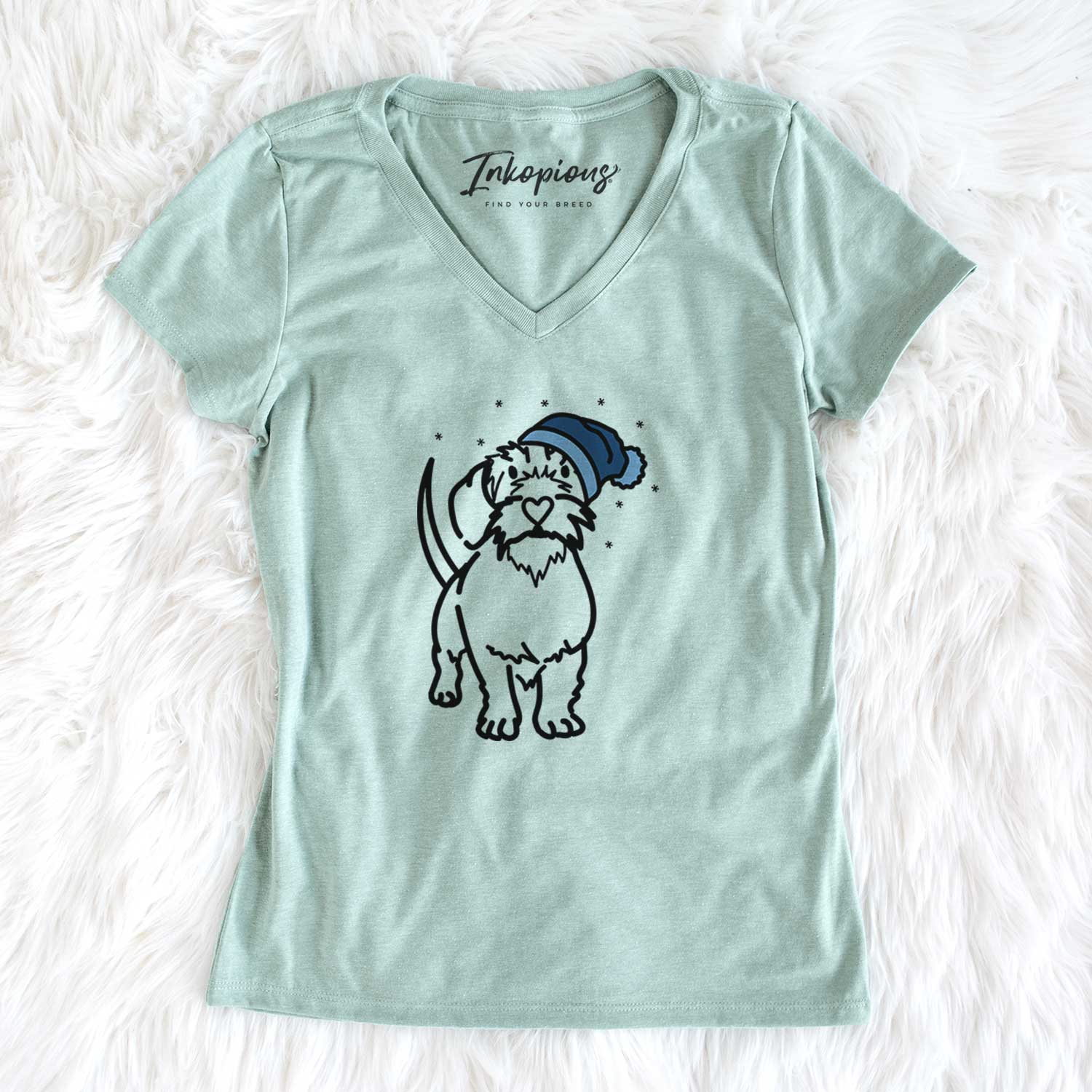 Frosty Wire Dachshund - Henry - Women's V-neck Shirt