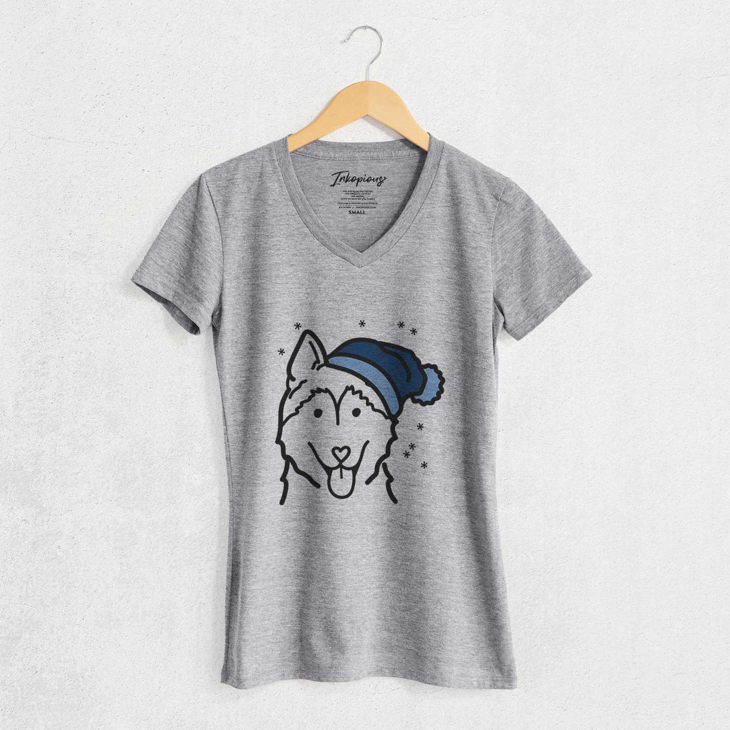 Frosty Siberian Husky - Women's V-neck Shirt