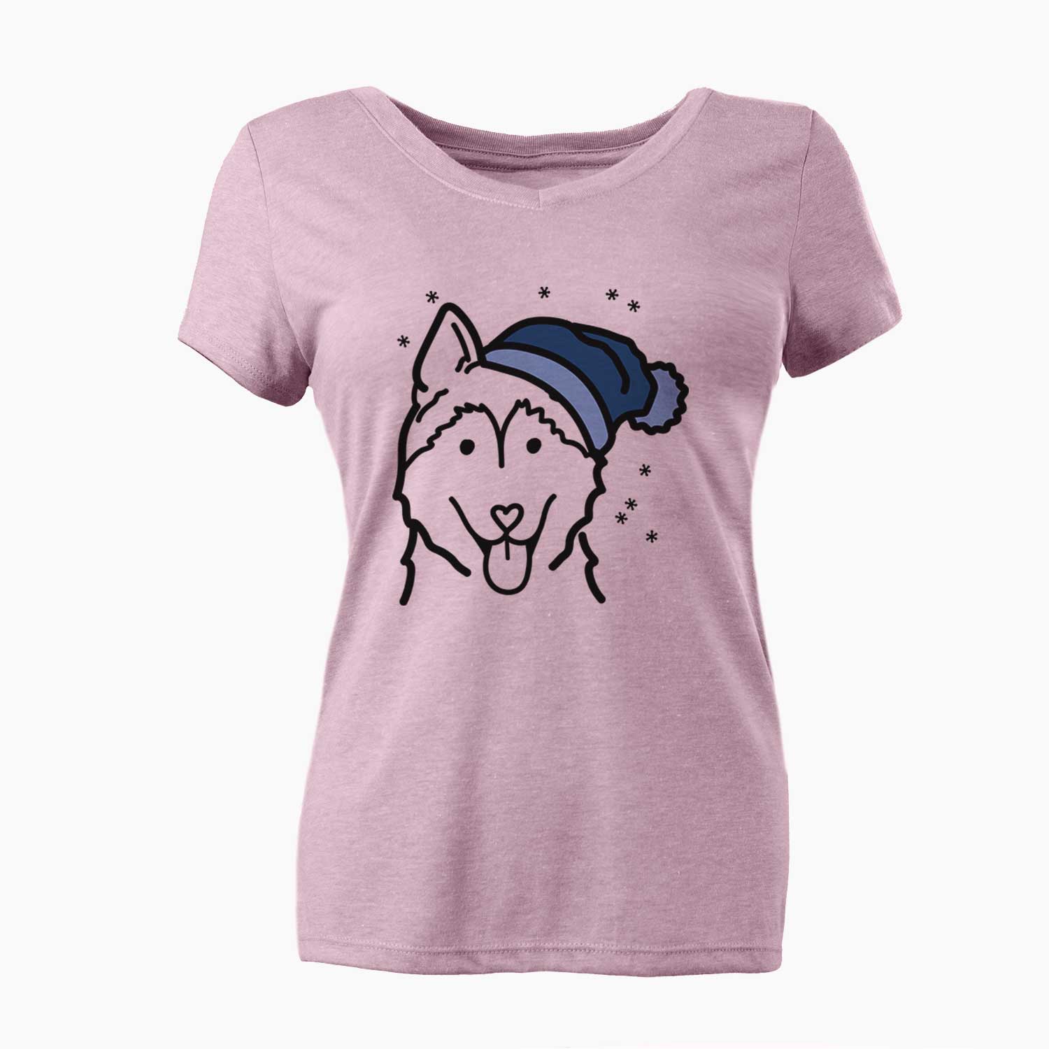 Frosty Siberian Husky - Women's V-neck Shirt