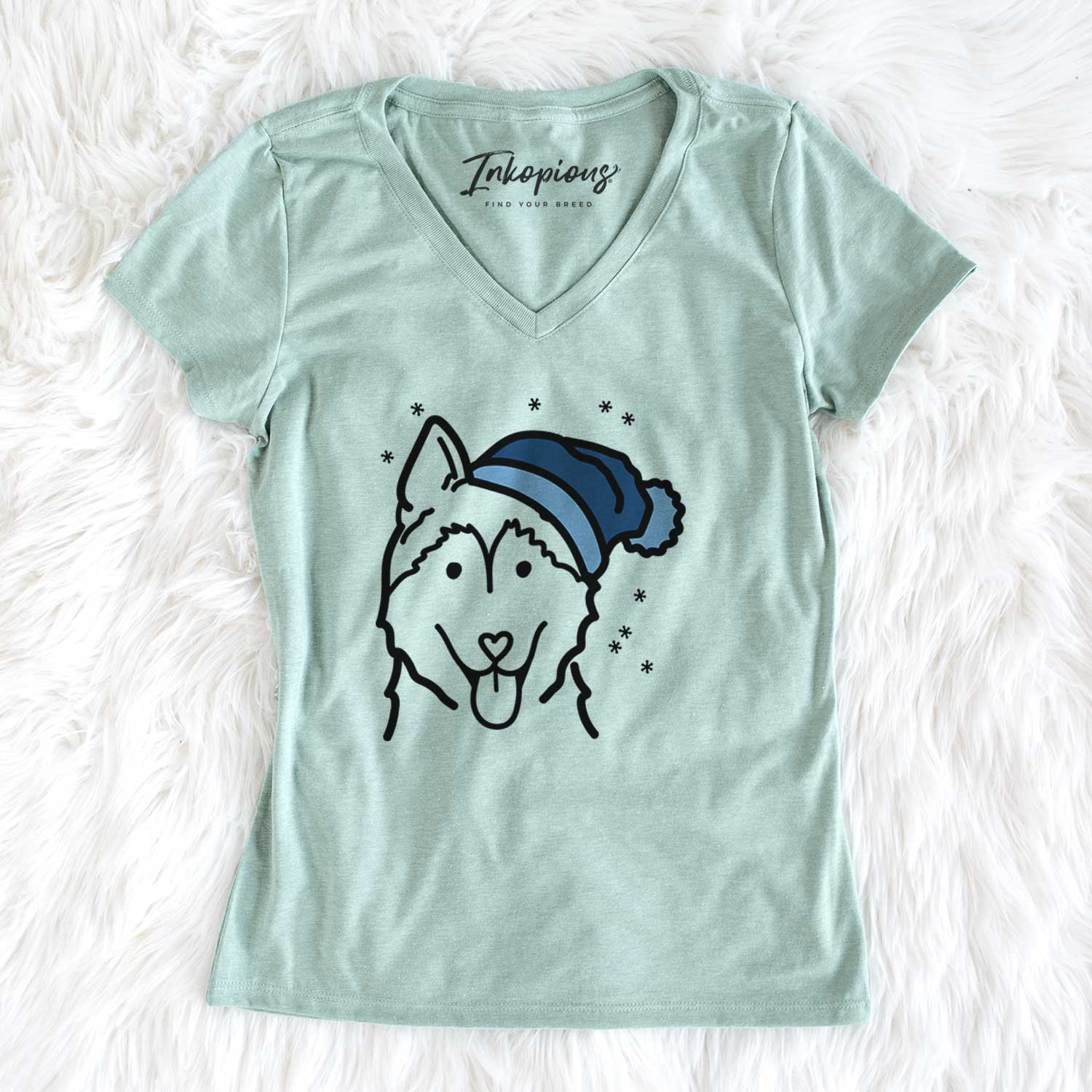 Frosty Siberian Husky - Women's V-neck Shirt