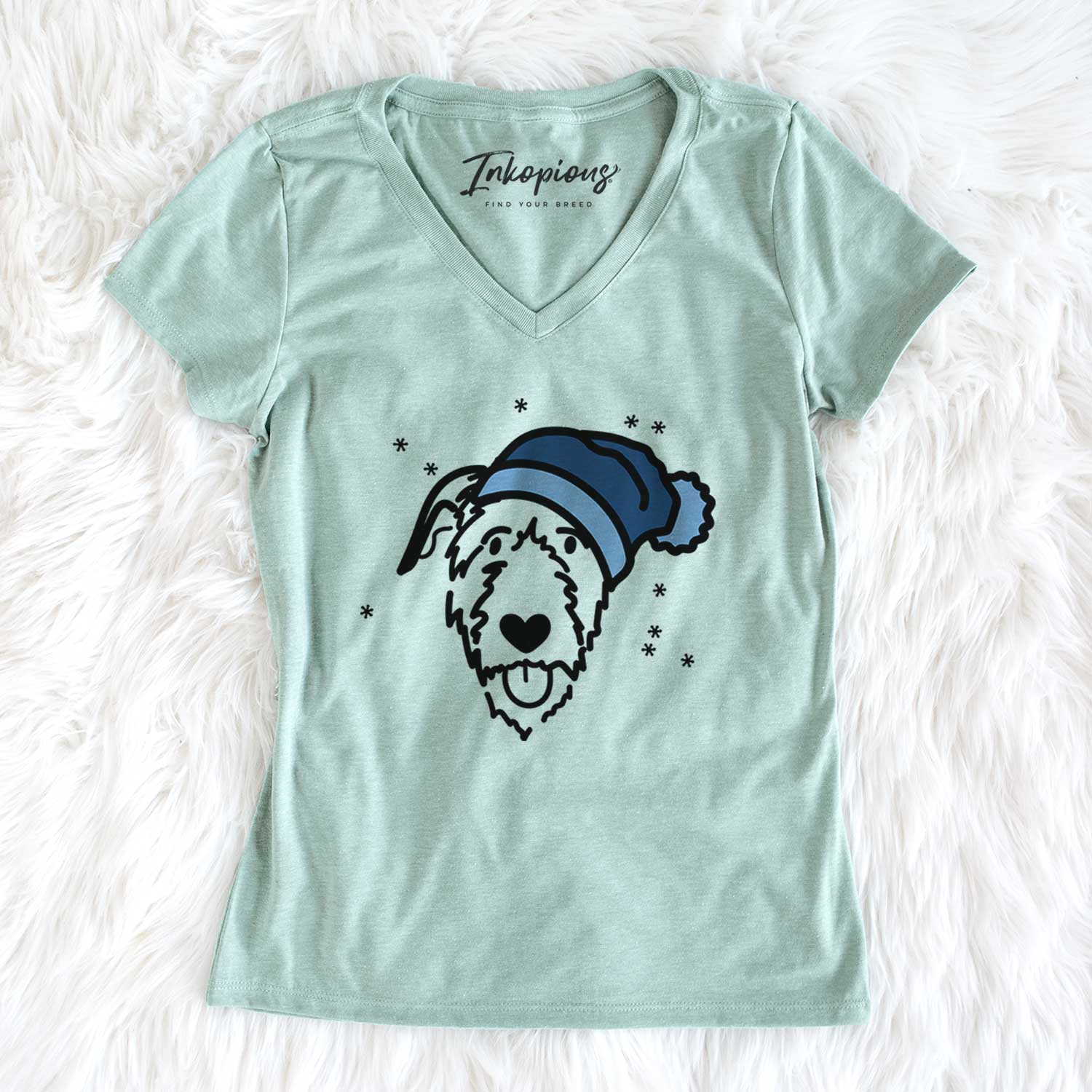 Frosty Irish Wolfhound - Women's V-neck Shirt