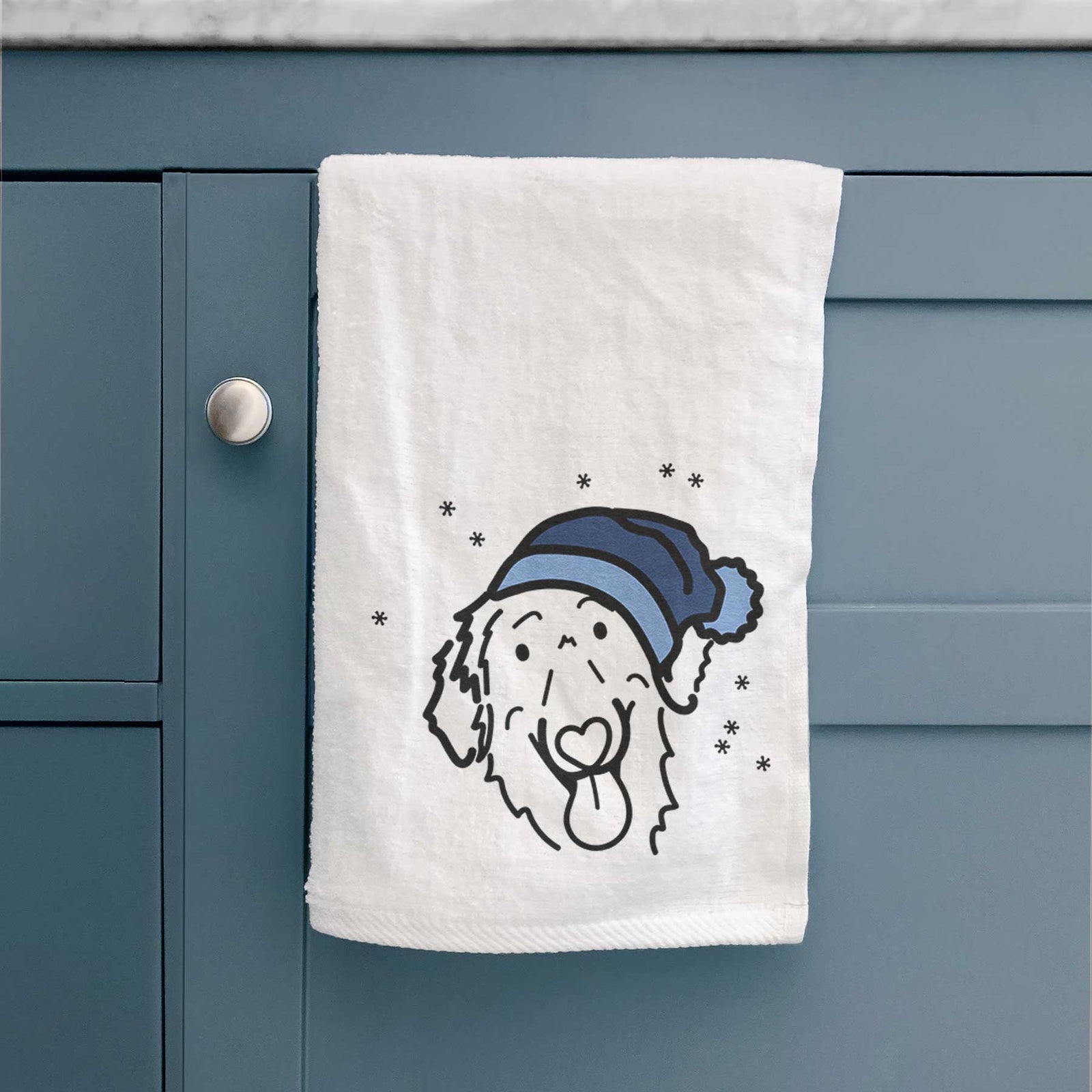 Frosty Flat-Coated Retriever - Jack - Decorative Hand Towel