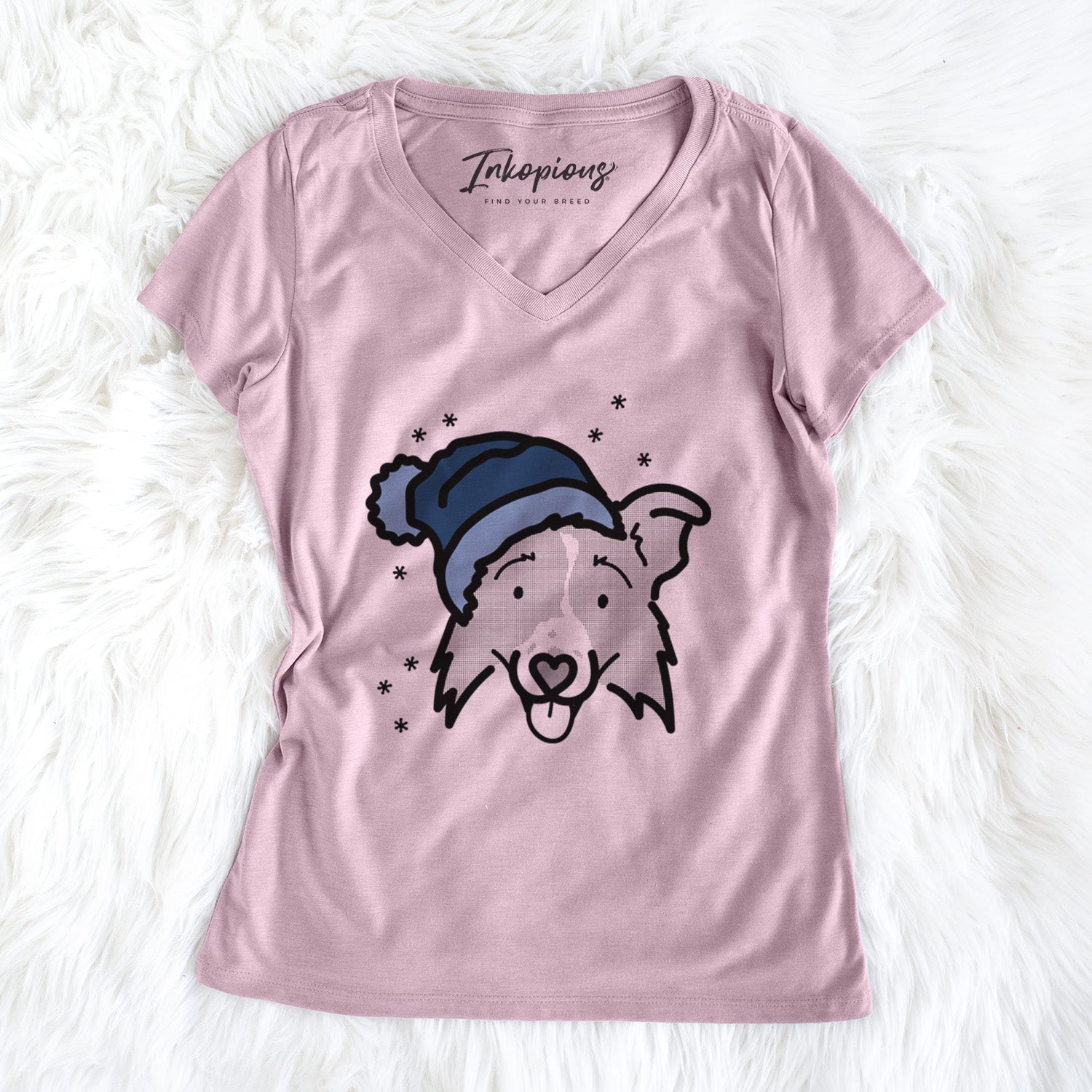 Frosty Border Collie 2.0 - Jam - Women's Perfect V-neck Shirt