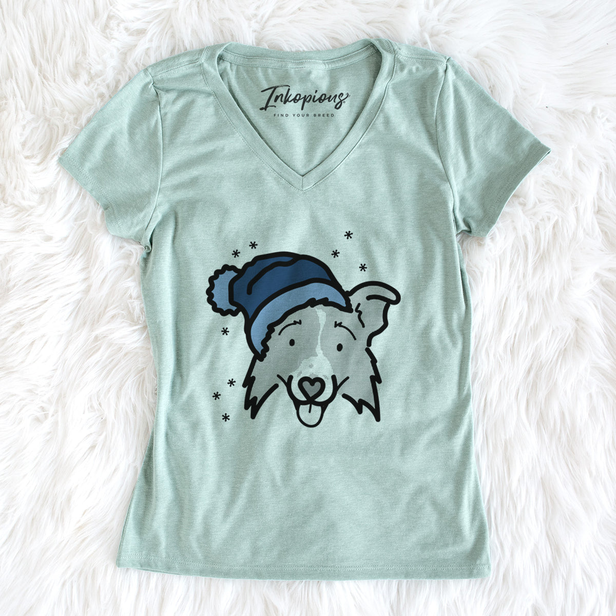 Frosty Border Collie 2.0 - Jam - Women&#39;s Perfect V-neck Shirt