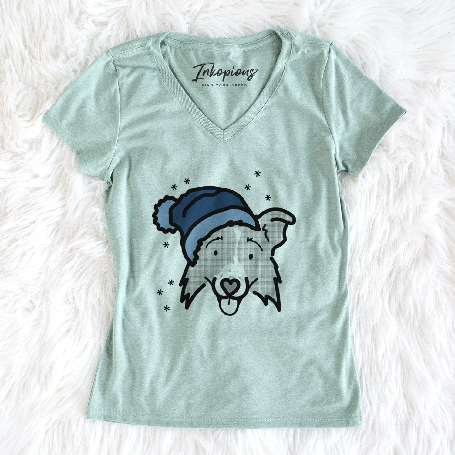 Frosty Border Collie 2.0 - Jam - Women's Perfect V-neck Shirt