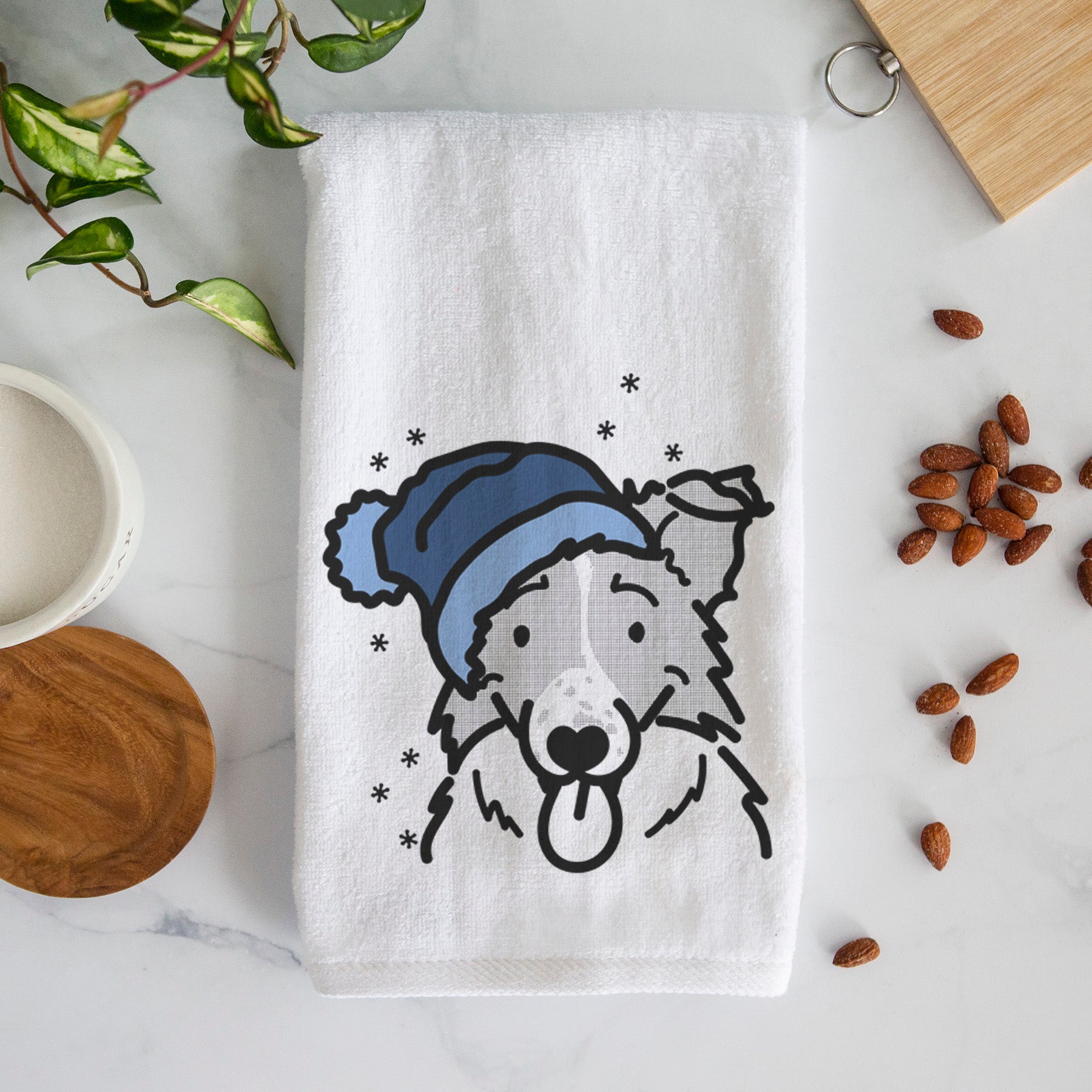 Frosty Border Collie - Jam - Decorative Hand Towel