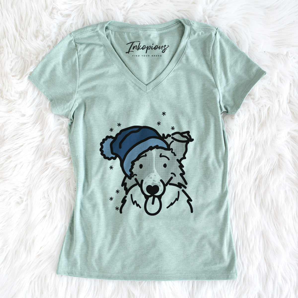 Frosty Border Collie - Jam - Women&#39;s V-neck Shirt