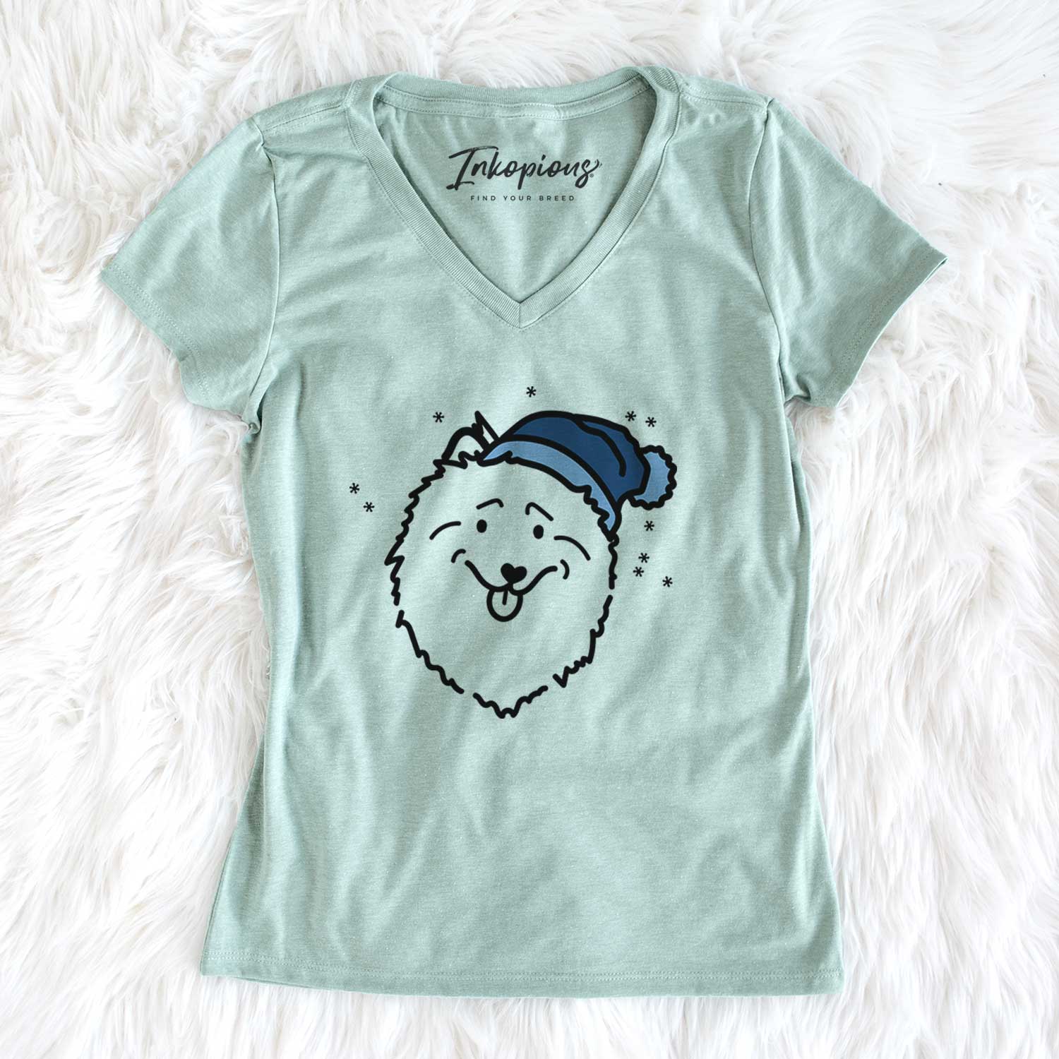 Frosty Keeshond - Women's V-neck Shirt