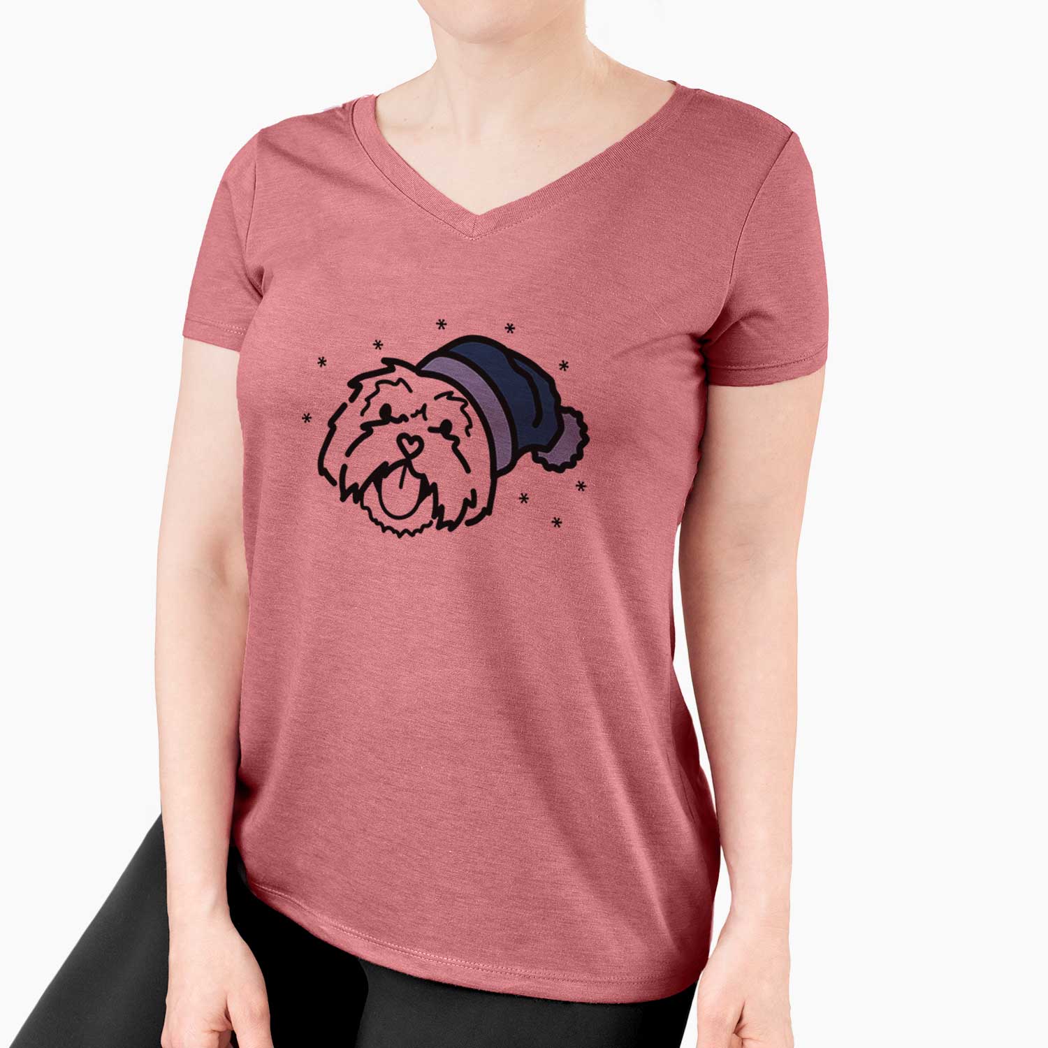 Frosty Lhasa Apso - Keia - Women's V-neck Shirt