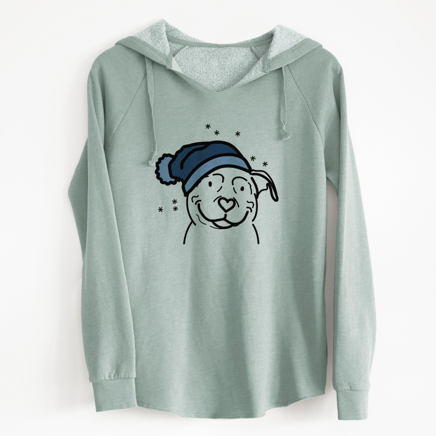 Frosty American Pitbull Terrier - Lady - Cali Wave Hooded Sweatshirt