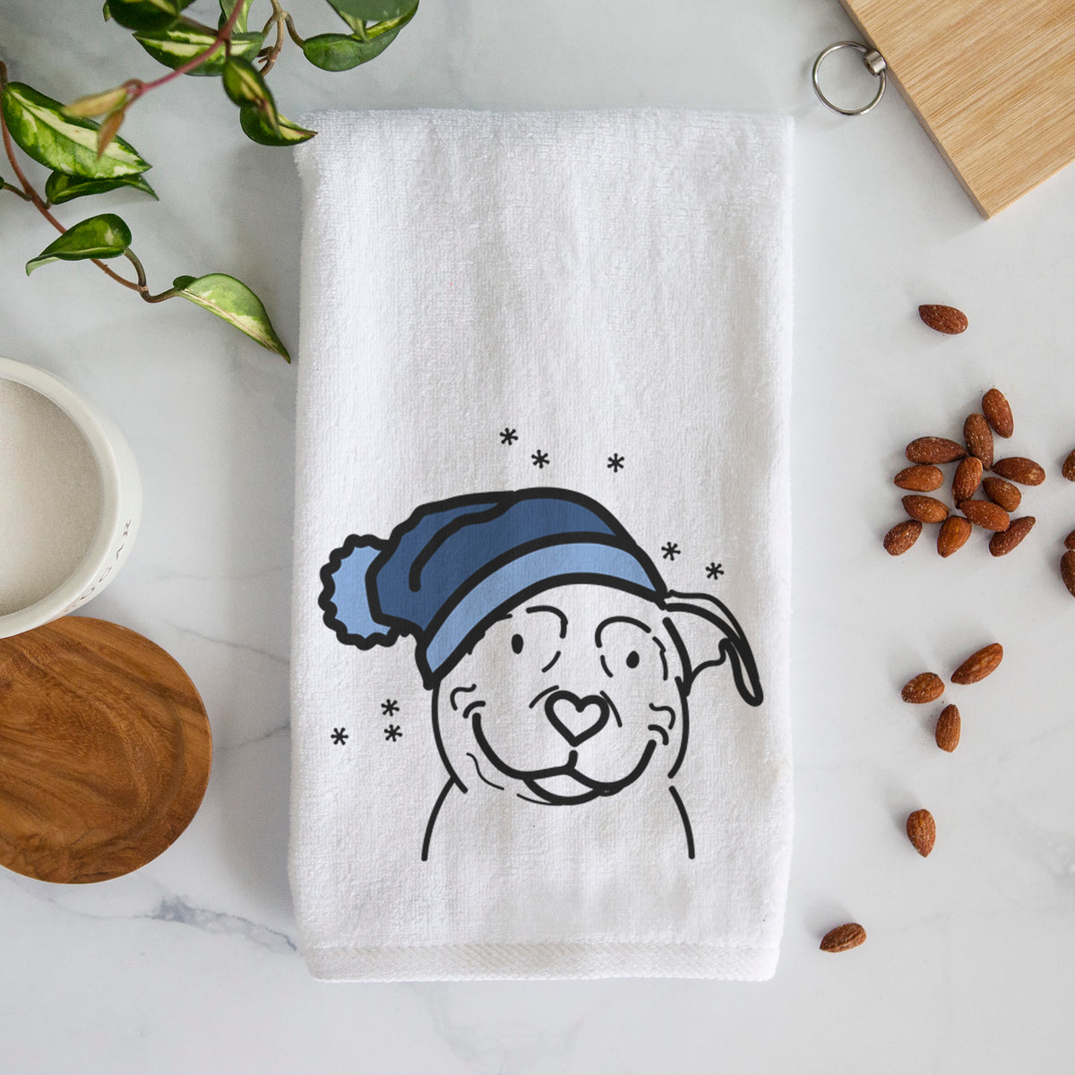 Frosty American Pitbull Terrier - Lady - Decorative Hand Towel