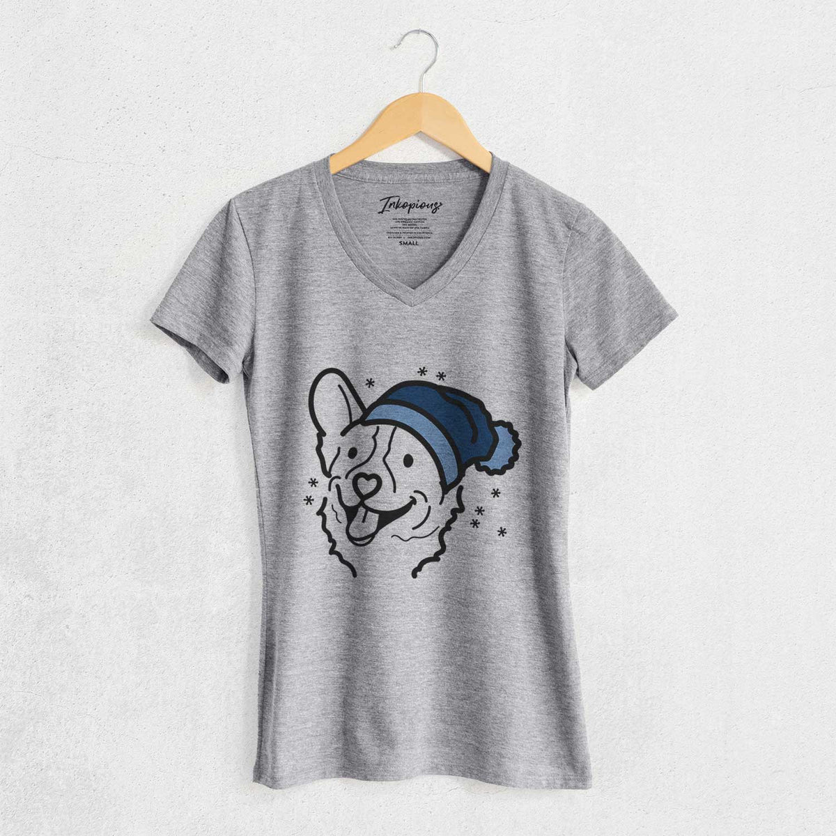 Frosty Corgi - Lily - Women's V-neck Shirt