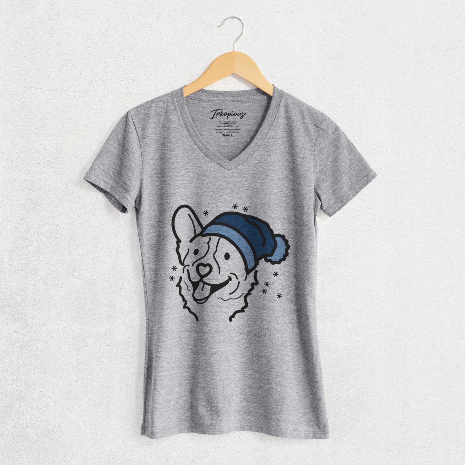 Frosty Corgi - Lily - Women's V-neck Shirt