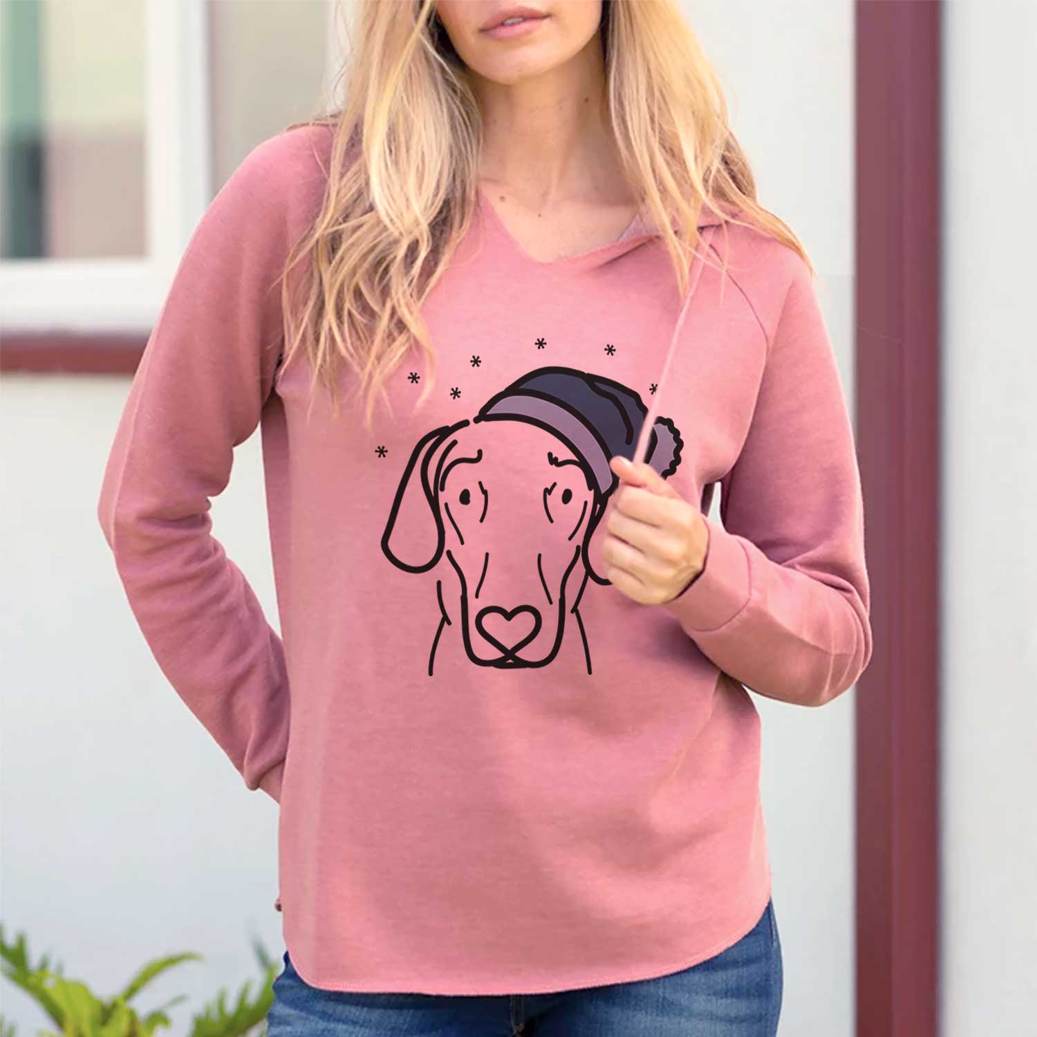 Frosty Great Dane - Lucy - Cali Wave Hooded Sweatshirt