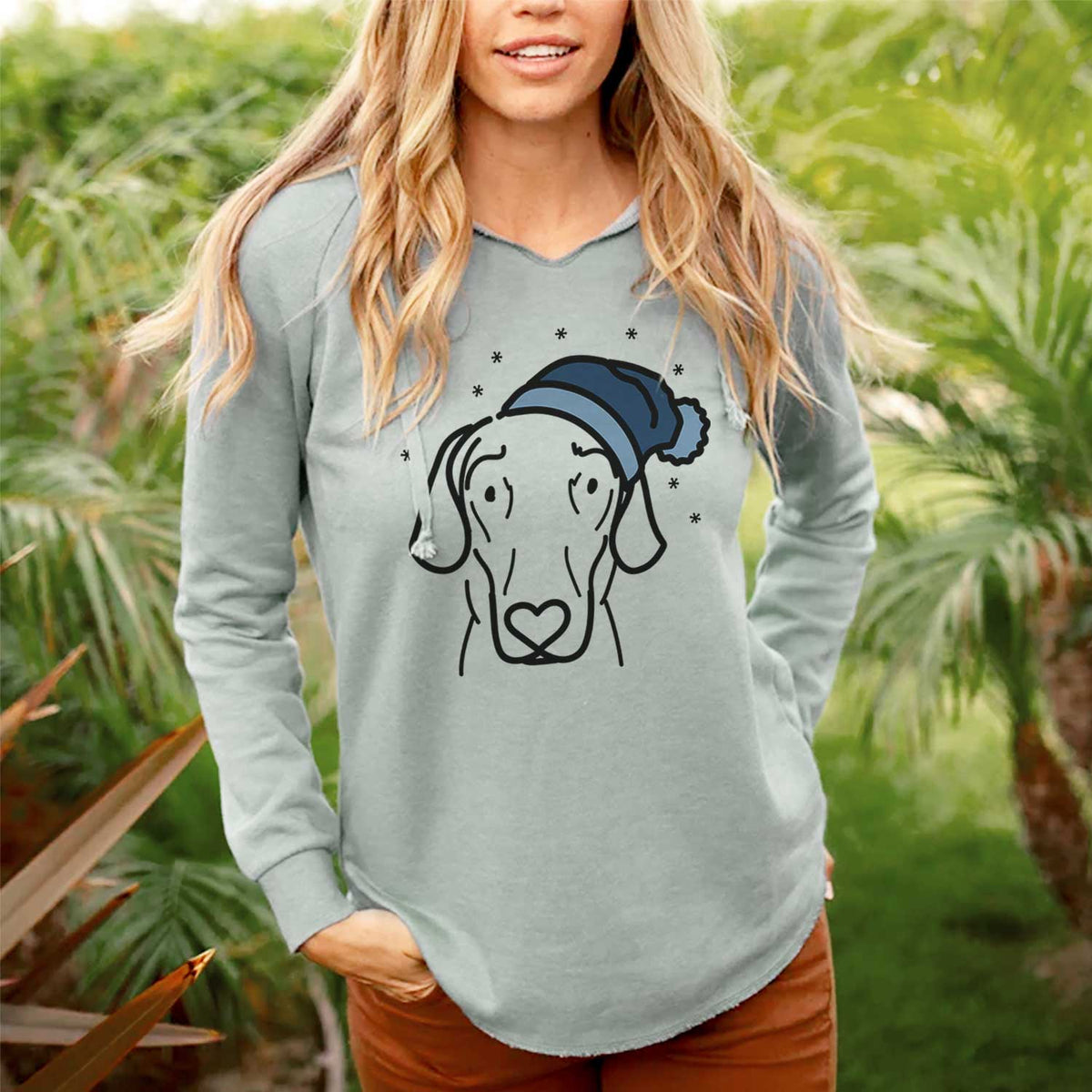 Frosty Great Dane - Lucy - Cali Wave Hooded Sweatshirt