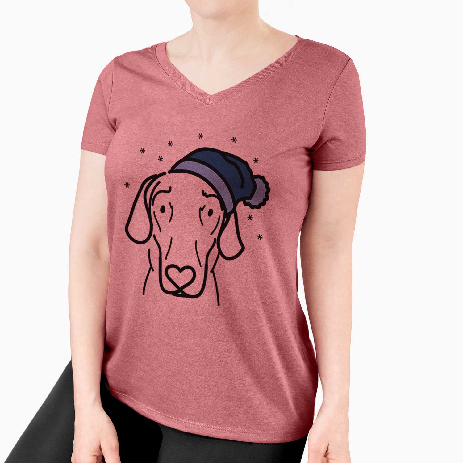 Frosty Great Dane - Lucy - Women's V-neck Shirt