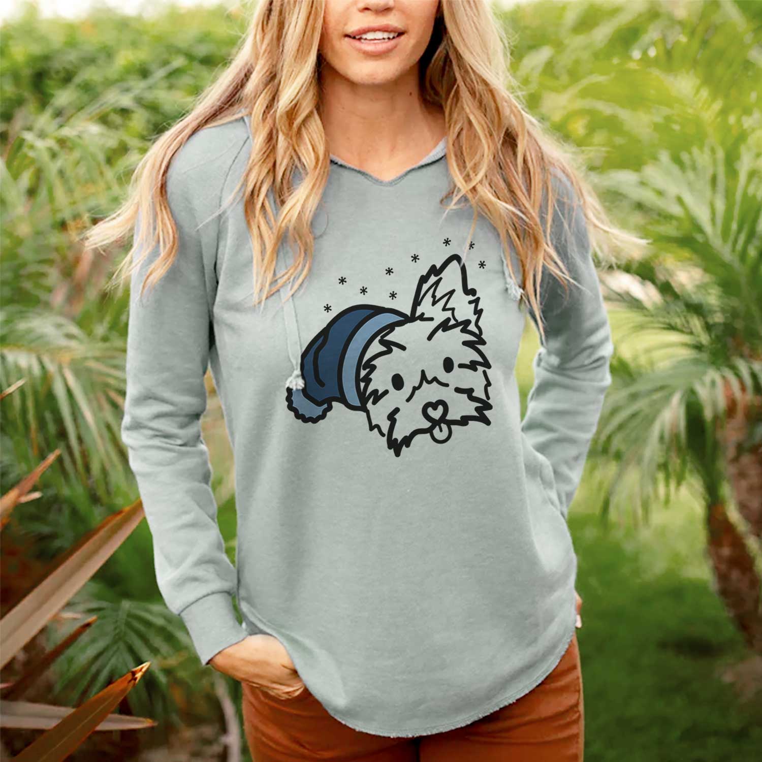 Frosty Yorkshire Terrier - Luna - Cali Wave Hooded Sweatshirt