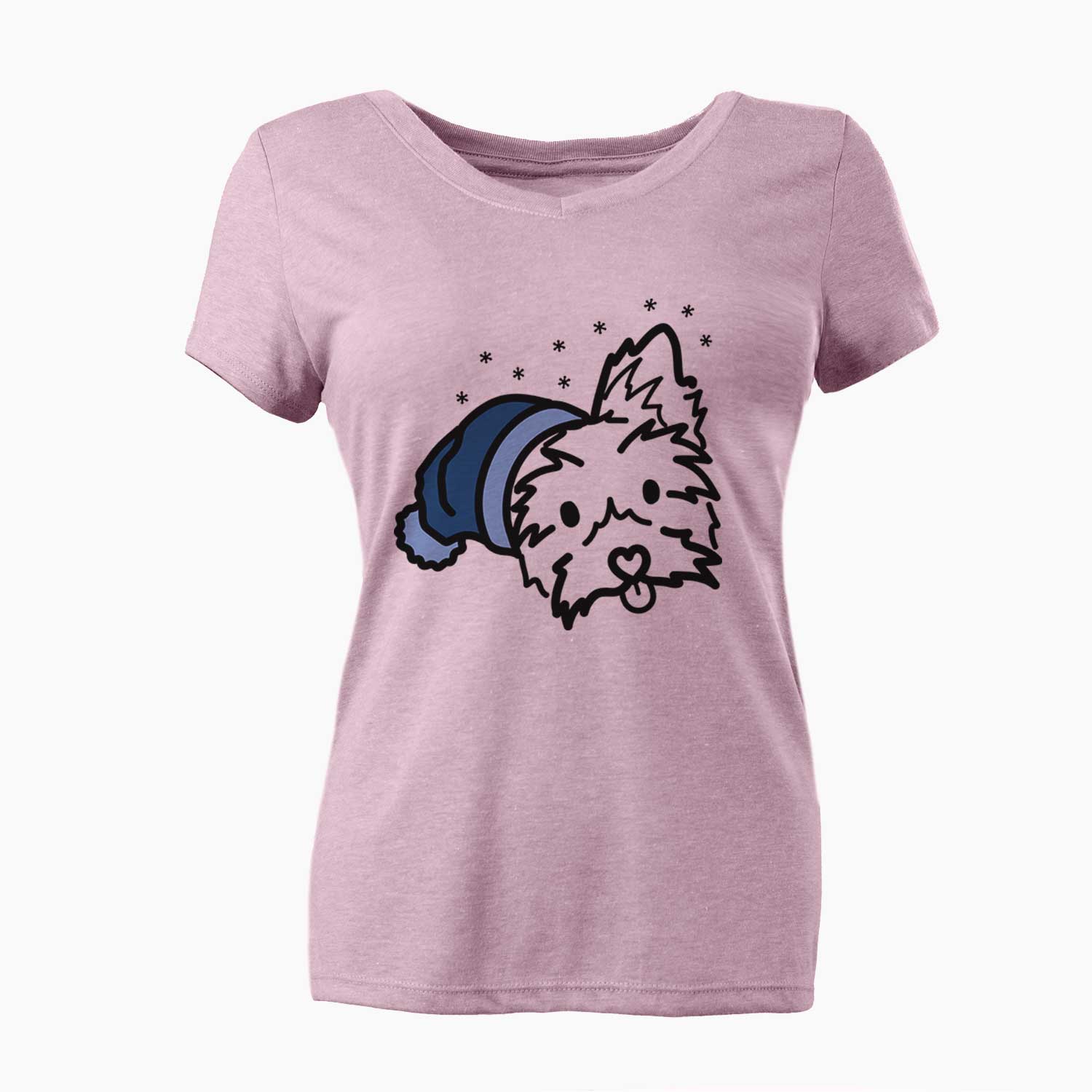 Frosty Yorkshire Terrier - Luna - Women's V-neck Shirt