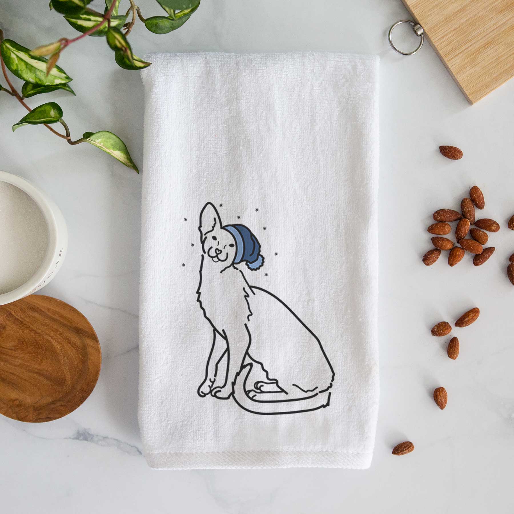 Frosty Oriental Shorthair Cat - Lyra - Decorative Hand Towel