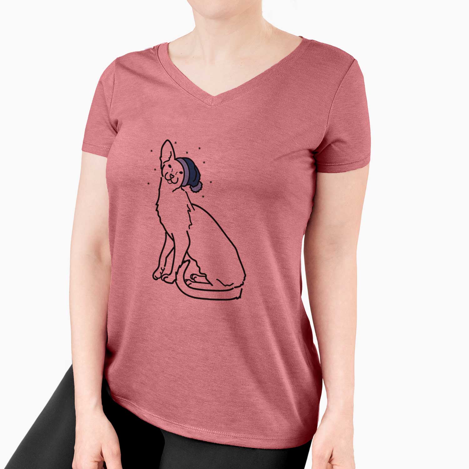 Frosty Oriental Shorthair Cat - Lyra - Women's V-neck Shirt