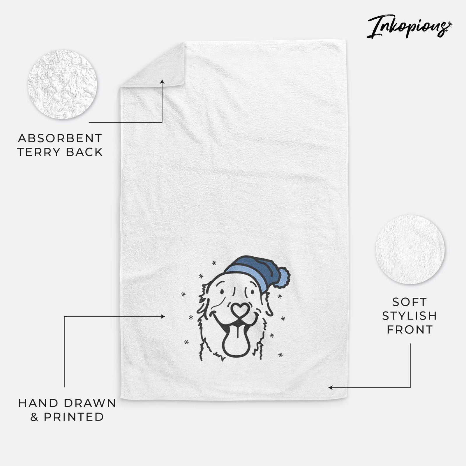 Frosty Golden Retriever - Maple - Decorative Hand Towel