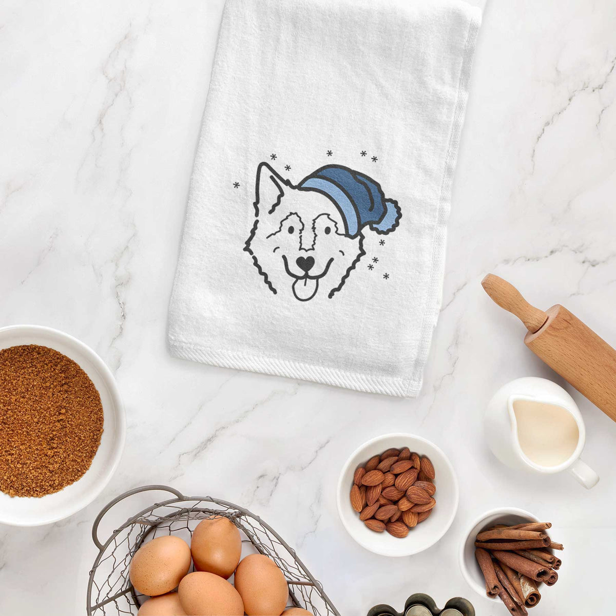 Frosty Alaskan Malamute - Max - Decorative Hand Towel