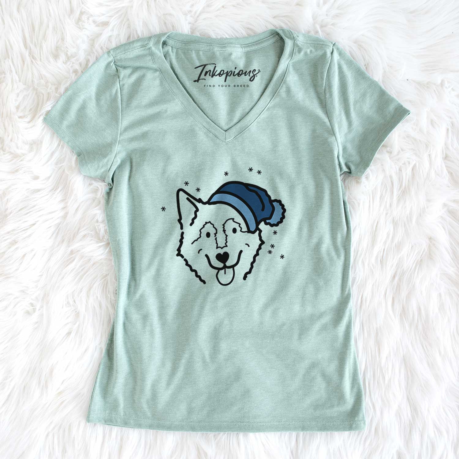 Frosty Alaskan Malamute - Max - Women's V-neck Shirt