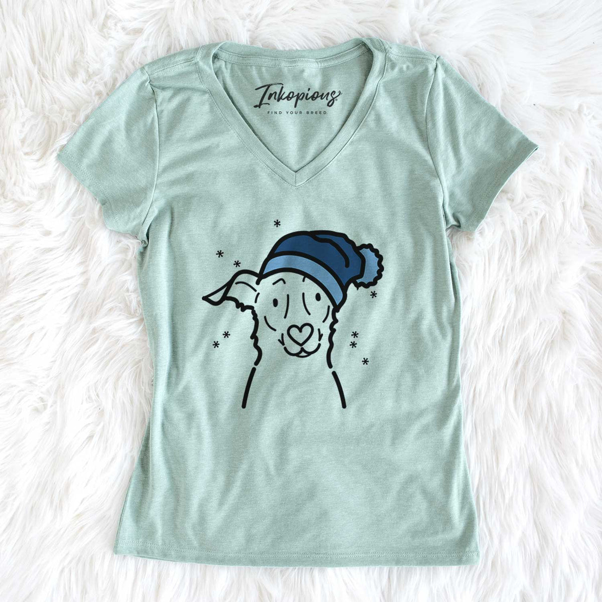 Frosty Border Collie Mix - Millie - Women&#39;s V-neck Shirt