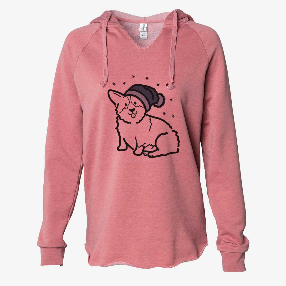 Frosty Pembroke Welsh Corgi - Millie - Cali Wave Hooded Sweatshirt