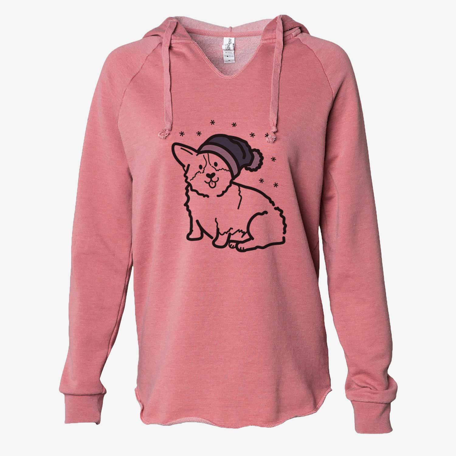 Frosty Pembroke Welsh Corgi - Millie - Cali Wave Hooded Sweatshirt