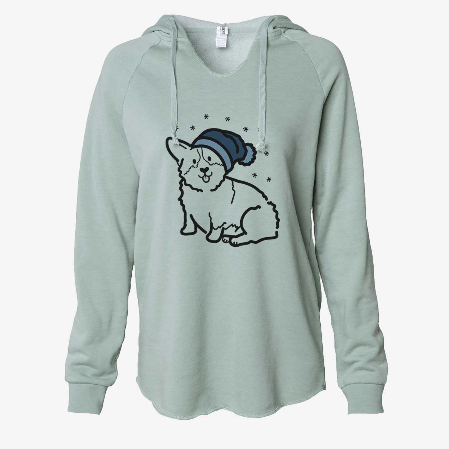 Frosty Pembroke Welsh Corgi - Millie - Cali Wave Hooded Sweatshirt
