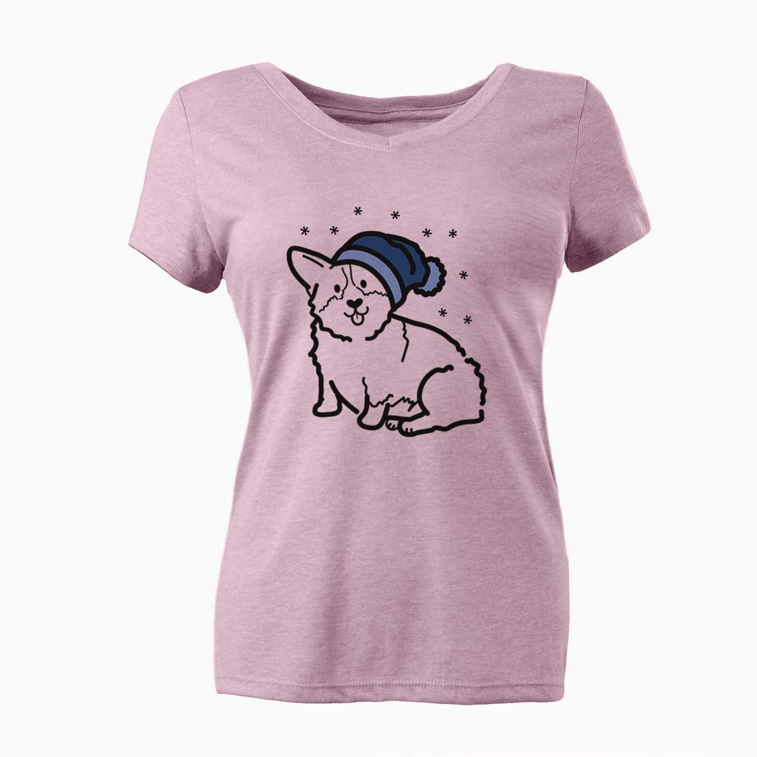 Frosty Pembroke Welsh Corgi - Millie - Women's V-neck Shirt