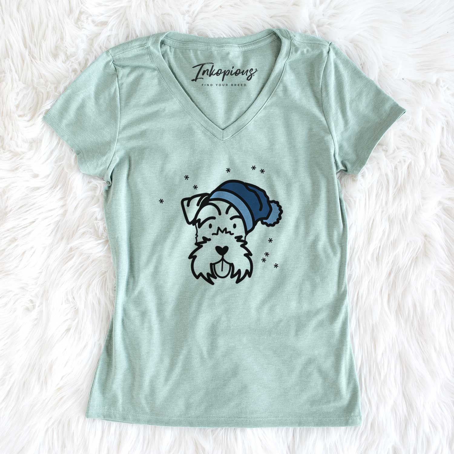 Frosty Miniature Schnauzer - Women's V-neck Shirt