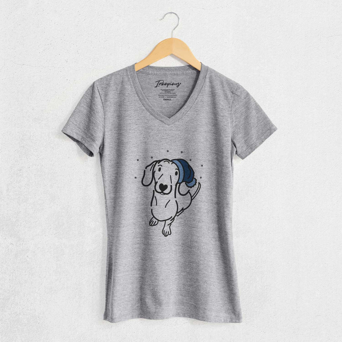Frosty Dachshund - Moxie - Women's V-neck Shirt
