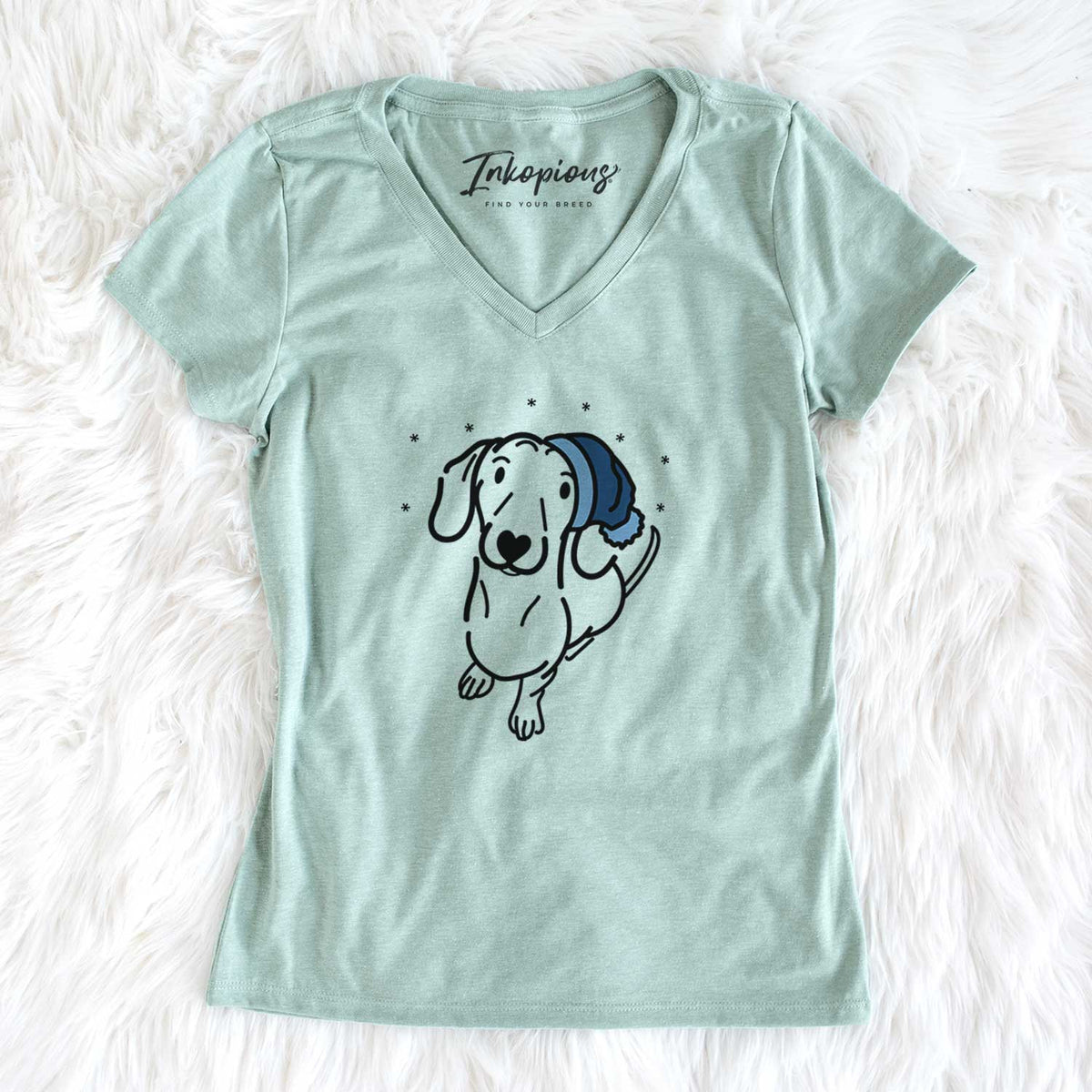 Frosty Dachshund - Moxie - Women&#39;s V-neck Shirt