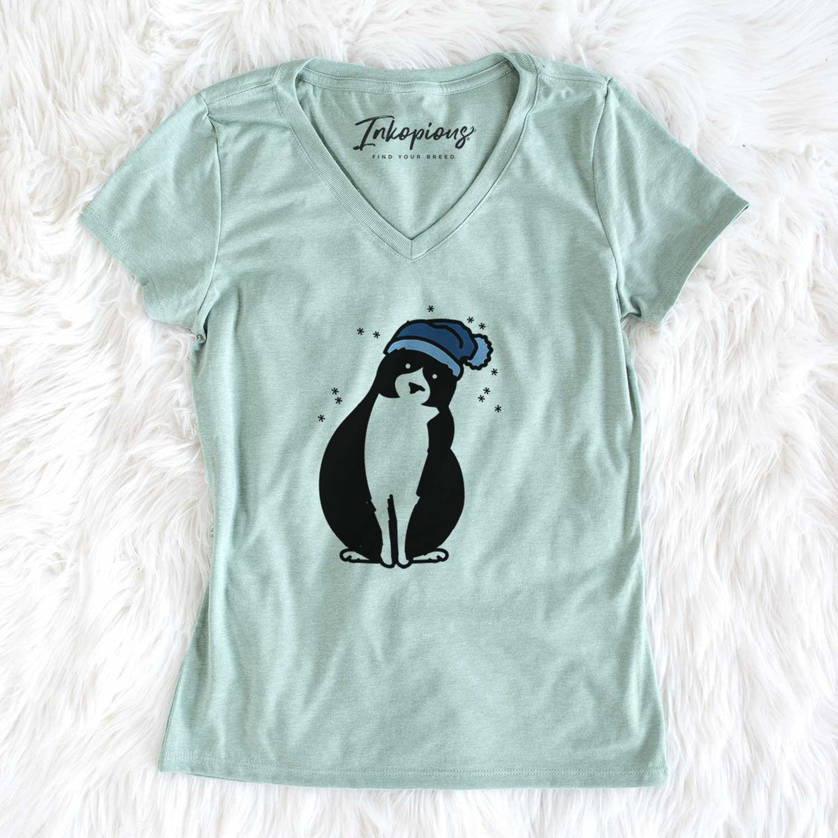 Frosty Tuxedo Cat - Oliver - Women&#39;s V-neck Shirt