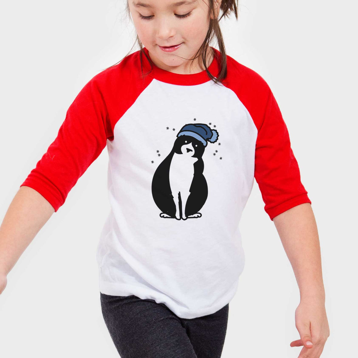 Frosty Tuxedo Cat - Oliver - Youth 3/4 Long Sleeve