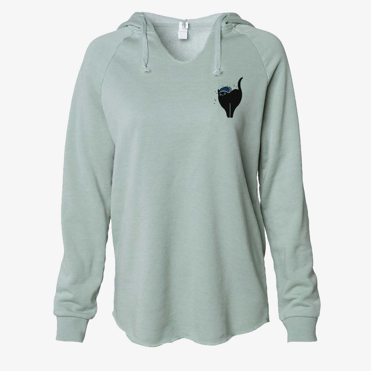 Frosty Black Cat - Bella - Cali Wave Hooded Sweatshirt