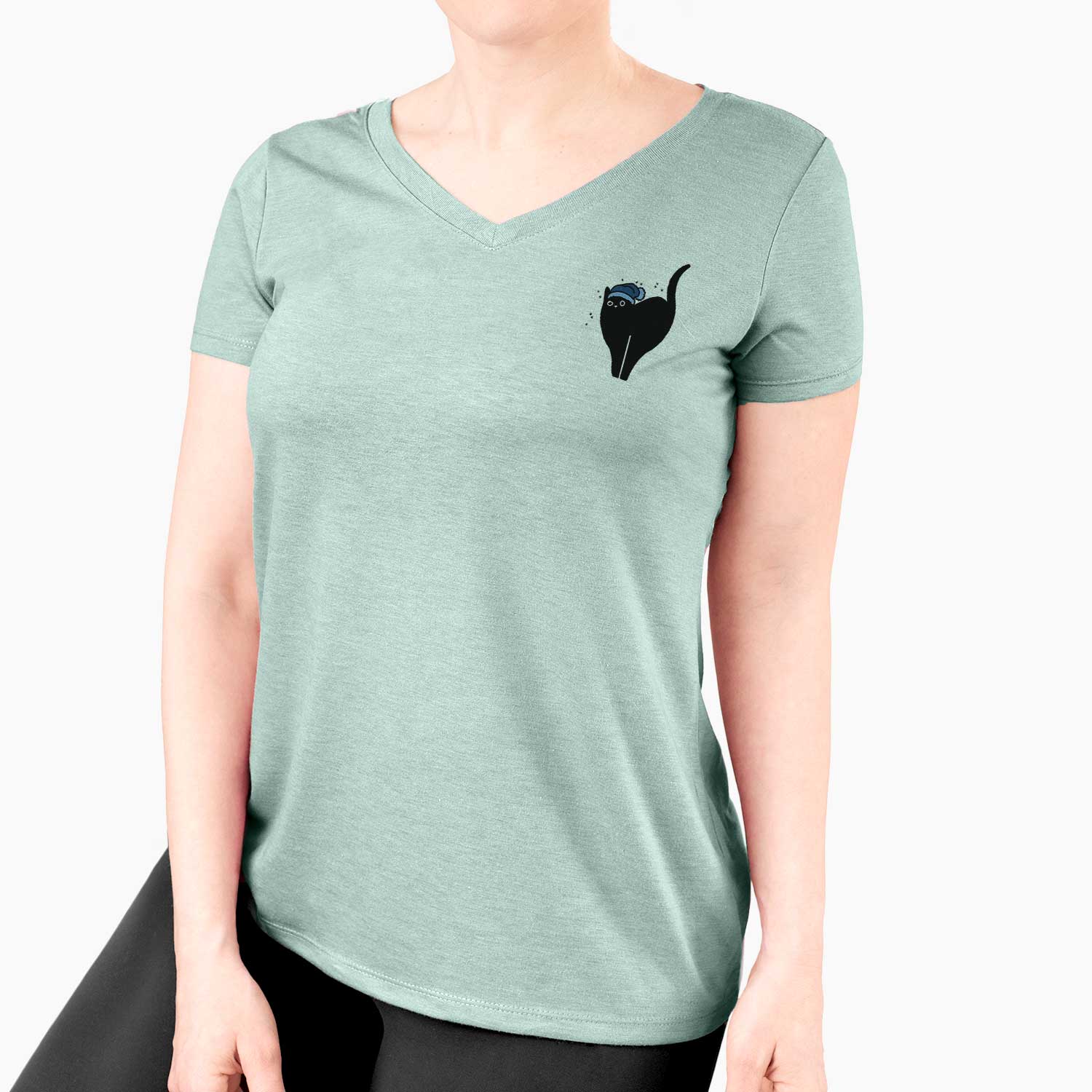 Frosty Black Cat - Bella - Women's V-neck Shirt