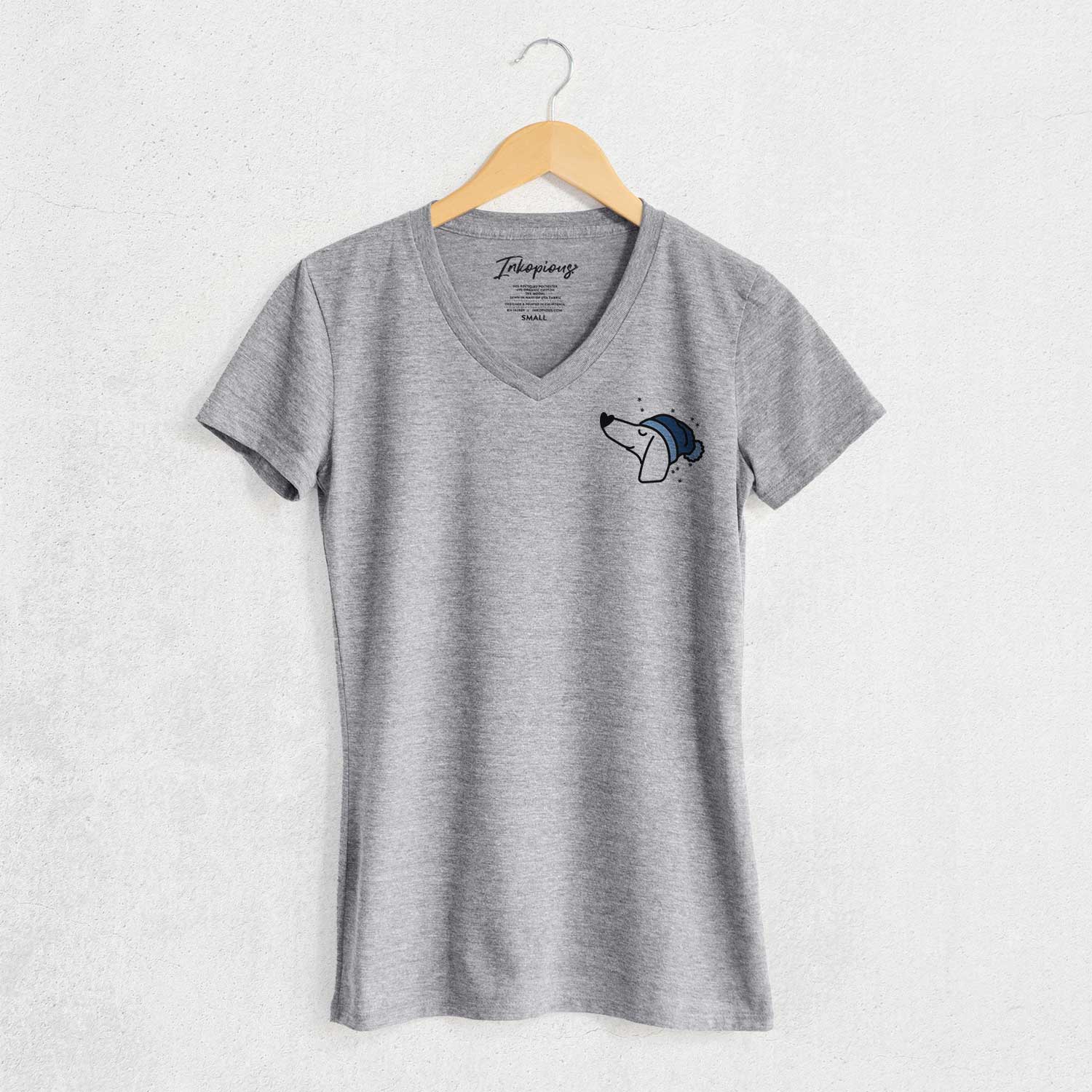 Frosty Dachshund - Women's V-neck Shirt